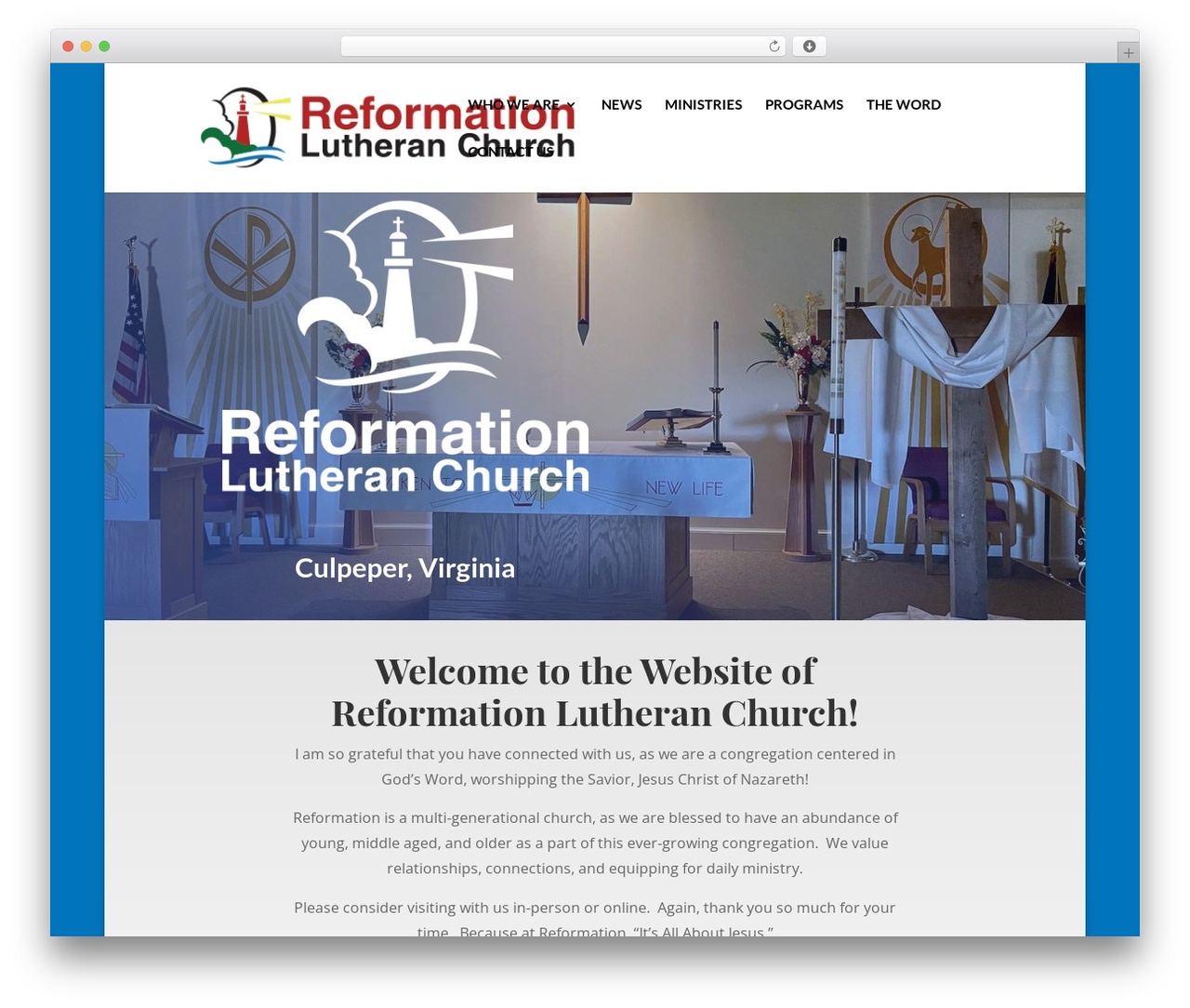 Divi theme WordPress - culpeperlutherans.org