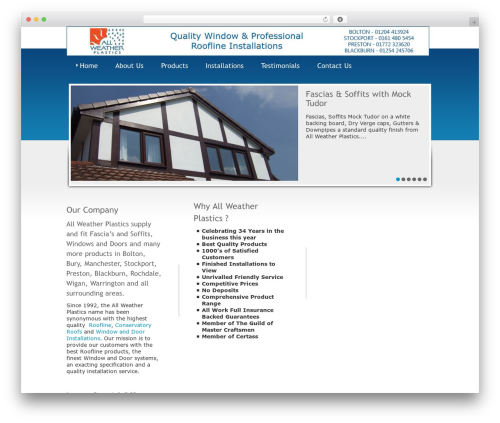 Blitz3 WordPress theme - allweatherplastics.com