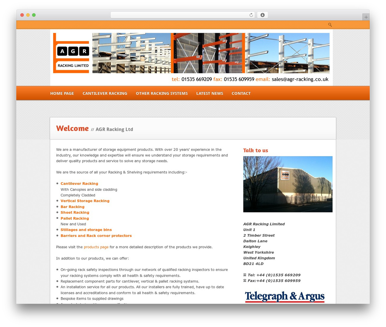 Glide WordPress theme - agr-racking.co.uk