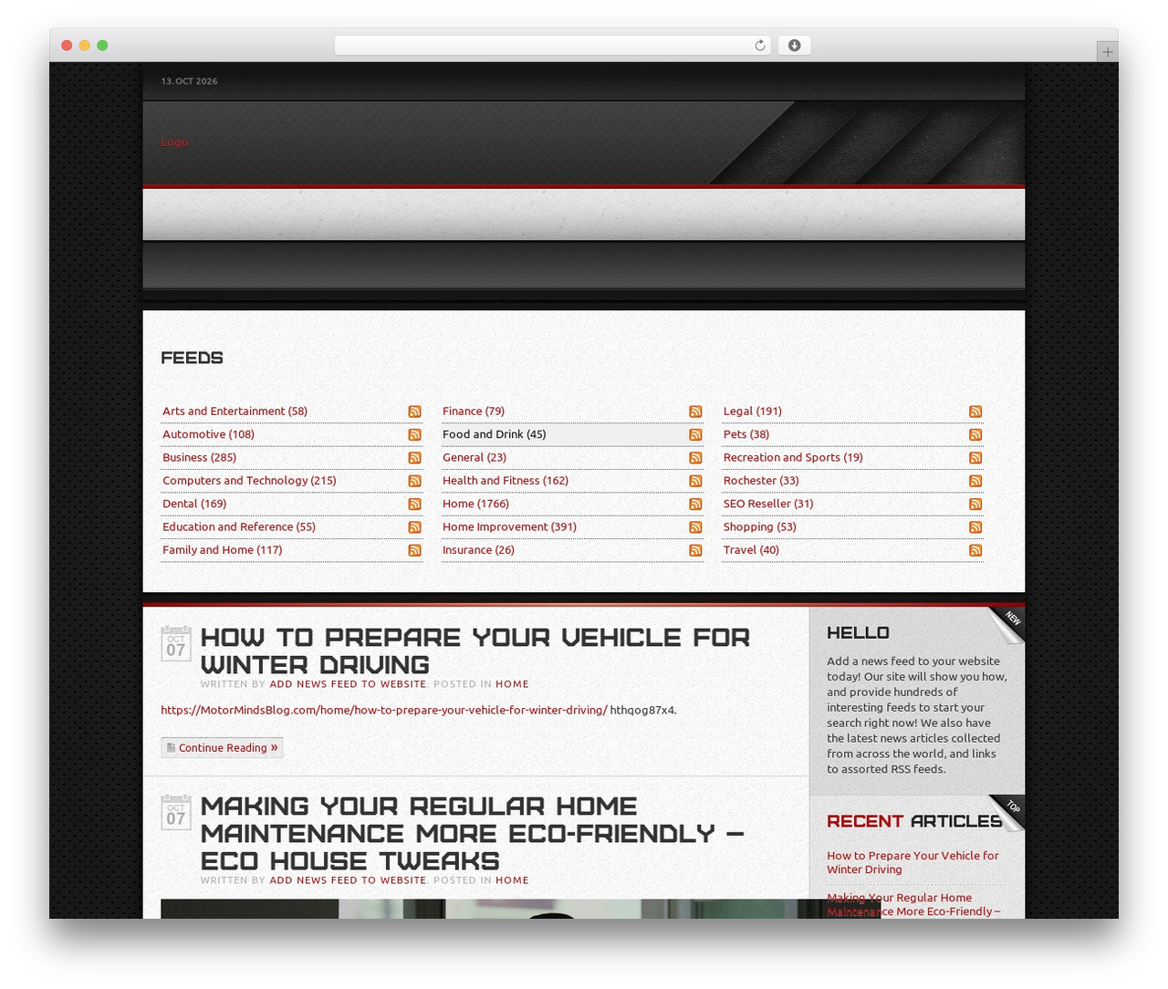 Streamline WordPress theme - addnewsfeedtowebsite.com