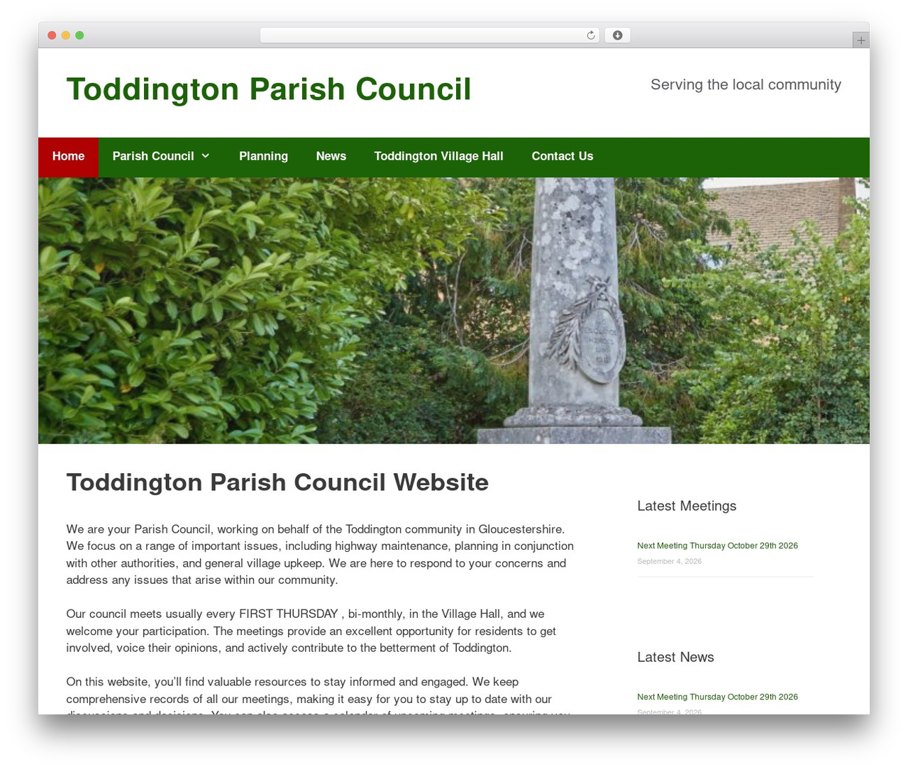 Town and Parish Council Websites WordPress theme - toddingtonpc-glos.org