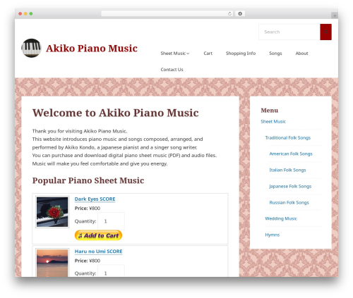 Manta free website theme - akiko-piano.com