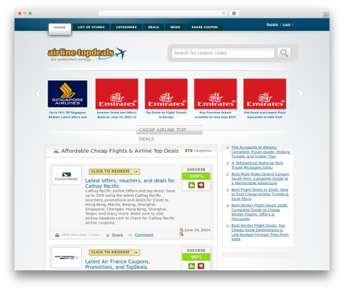 Clipper WordPress theme - airline-topdeals.com