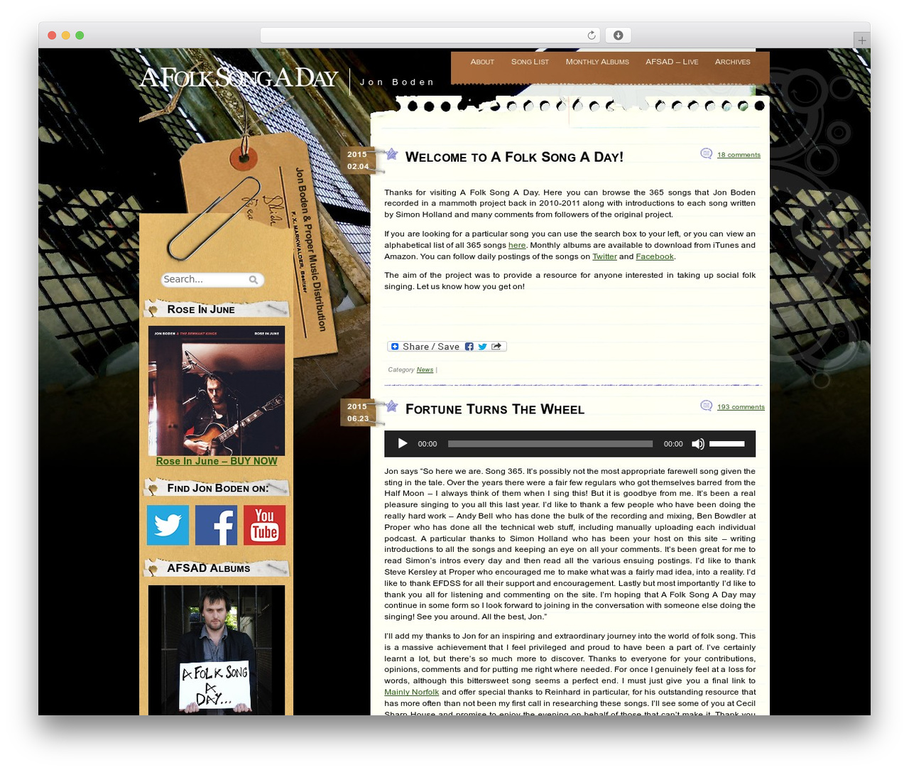 Comment Central theme WordPress - afolksongaday.com