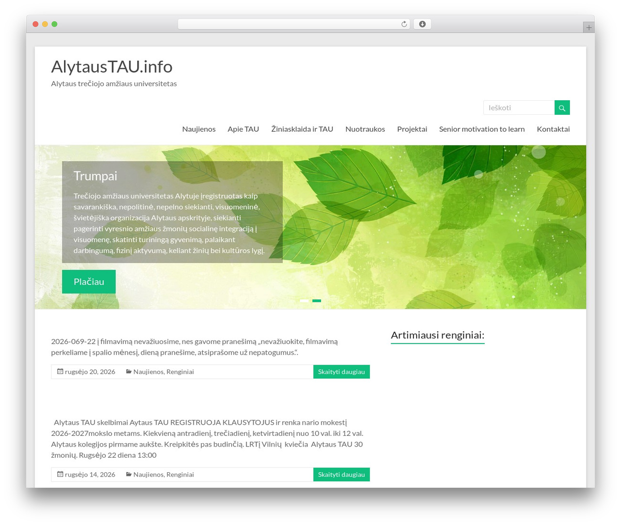 Spacious WordPress theme - alytaustau.info