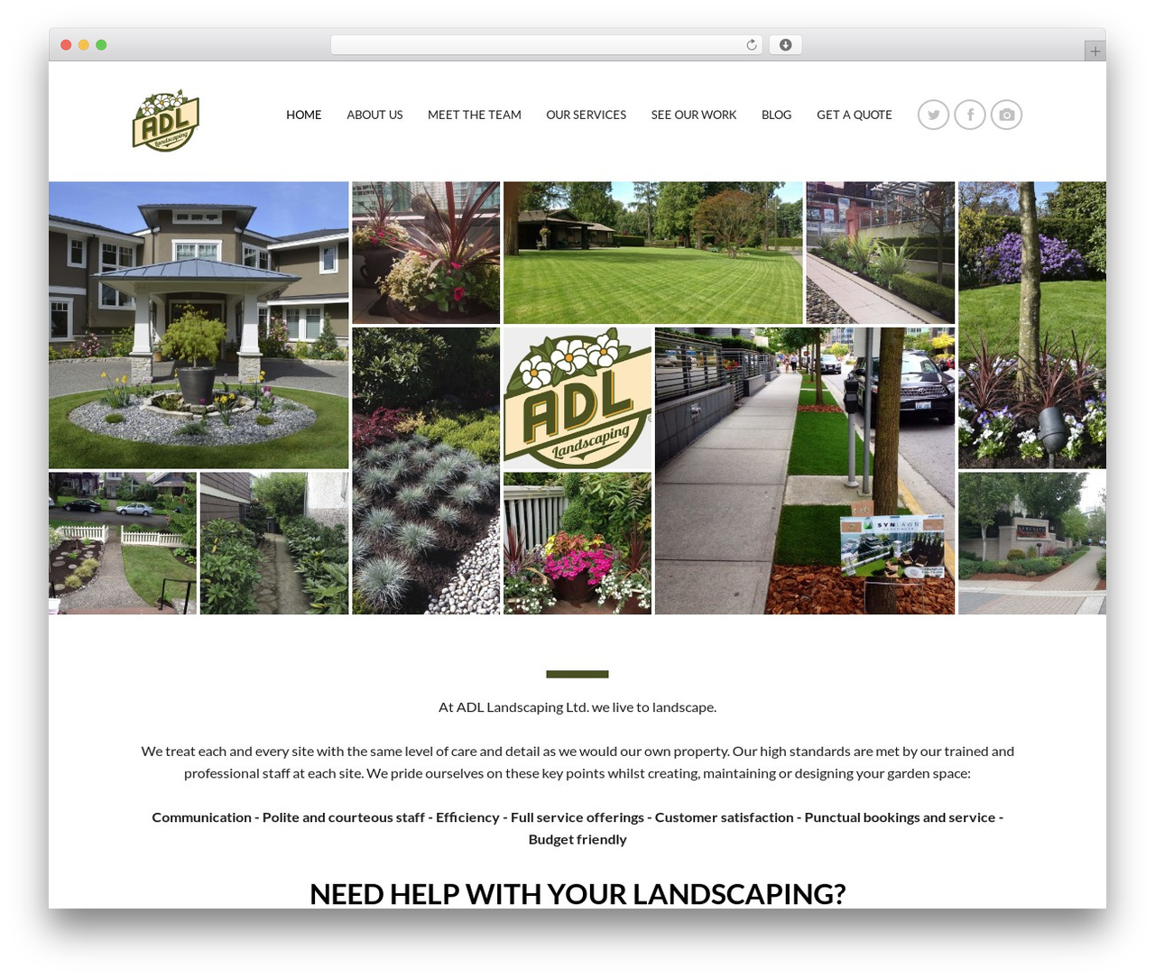 Genesis theme WordPress - adllandscaping.com