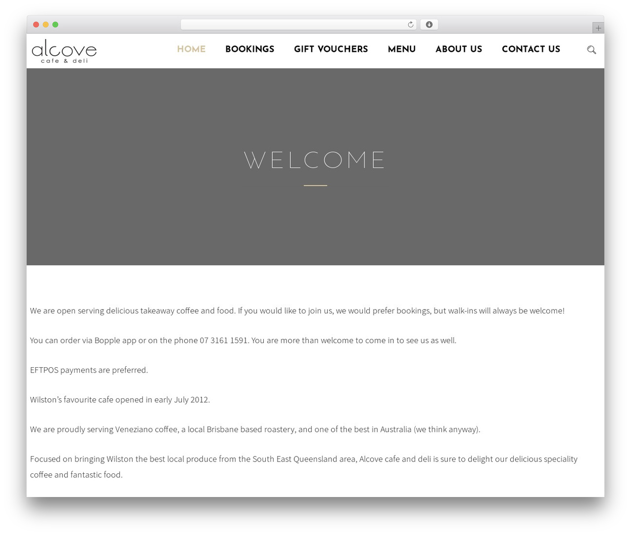 Despero WordPress theme - alcovecafe.com.au