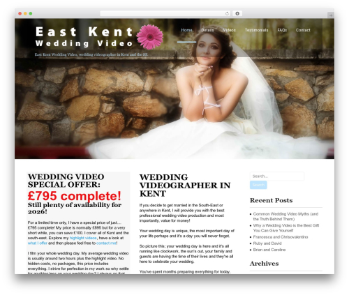 SKT Restaurant Pro WordPress video theme - eastkentweddingvideo.co.uk
