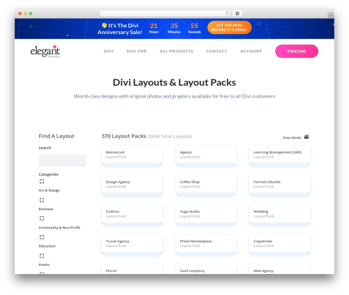 Divi library WordPress plugin - www.elegantthemes.com/layouts