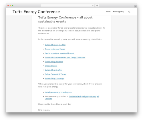 Quiet WordPress theme - tuftsenergyconference.com