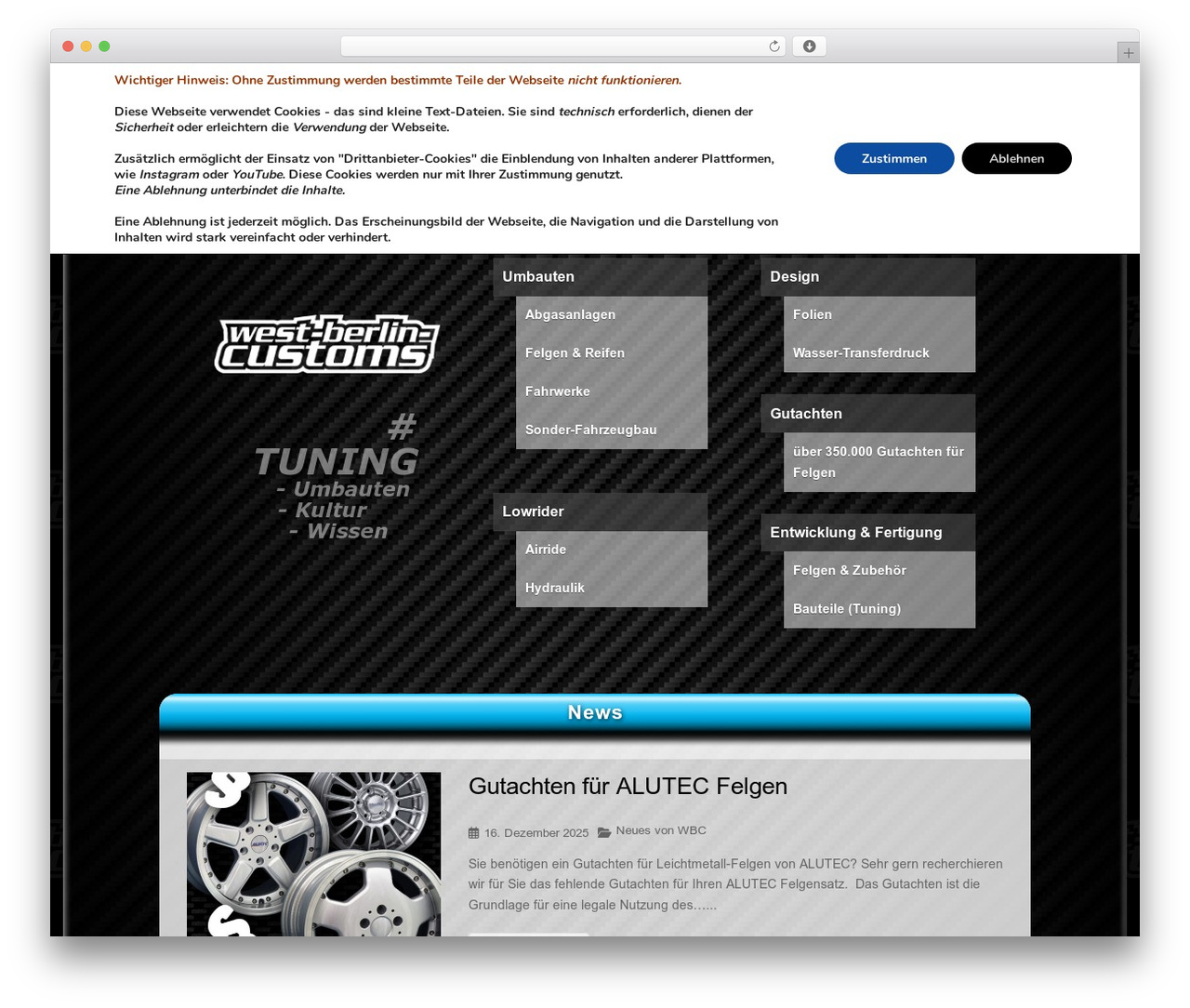 Theme WordPress Divi - westberlincustoms.de