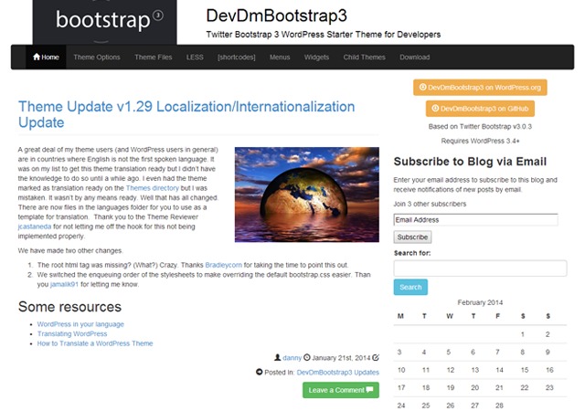 Theme WordPress DevDmBootstrap3 by Danny Machal