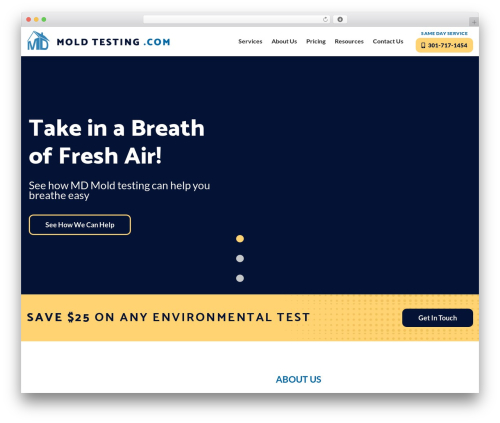 WordPress theme MD Mold Testing - mdmoldtesting.com
