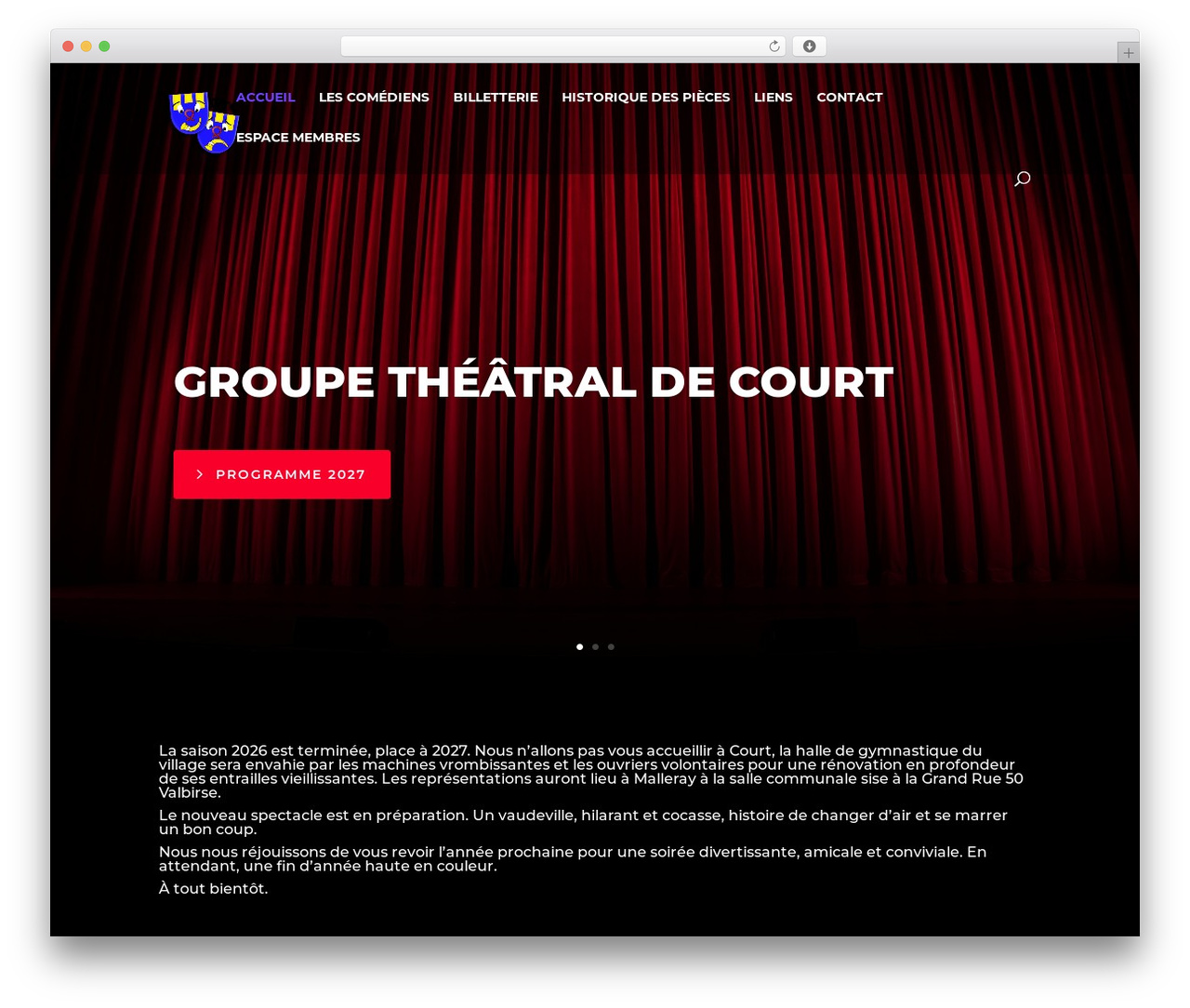 Divi WordPress theme - theatredecourt.ch