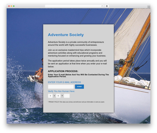 Launch Effect Lite WordPress theme - adventuresociety.com