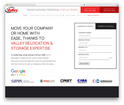 Movers Development WordPress theme - valleyrelocation.com