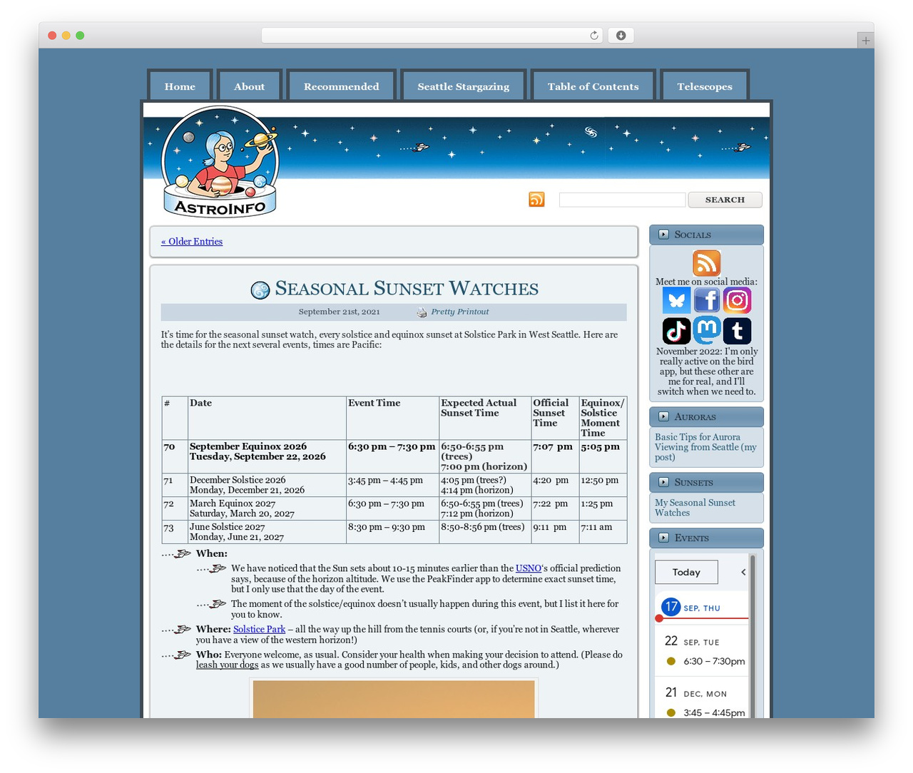 blue WordPress theme - alicesastroinfo.com