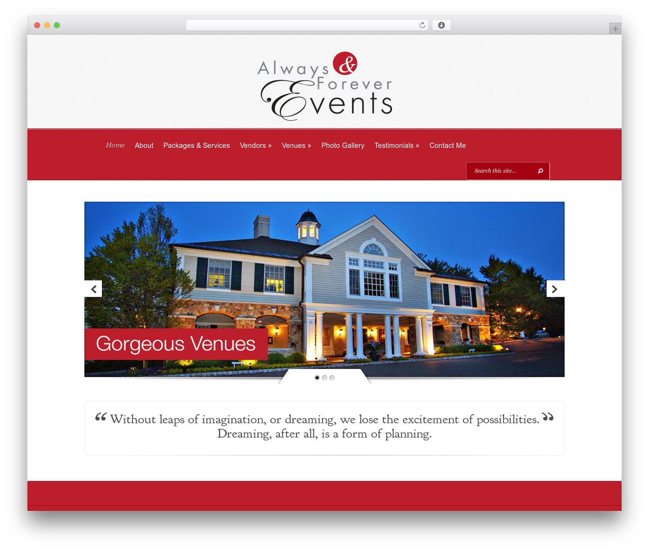 Evolution WordPress theme - alwaysandforevereventsllc.com