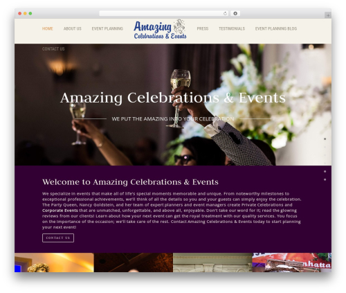 Stage WordPress website theme - amazingcelebrationsllc.com