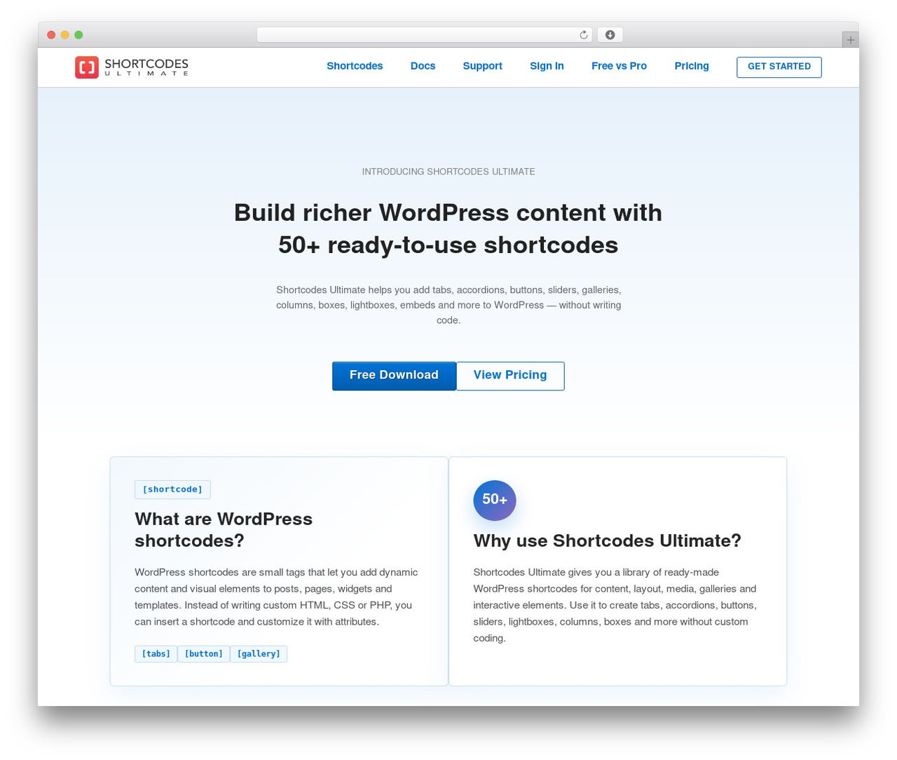 WordPress theme Get Shortcodes - getshortcodes.com