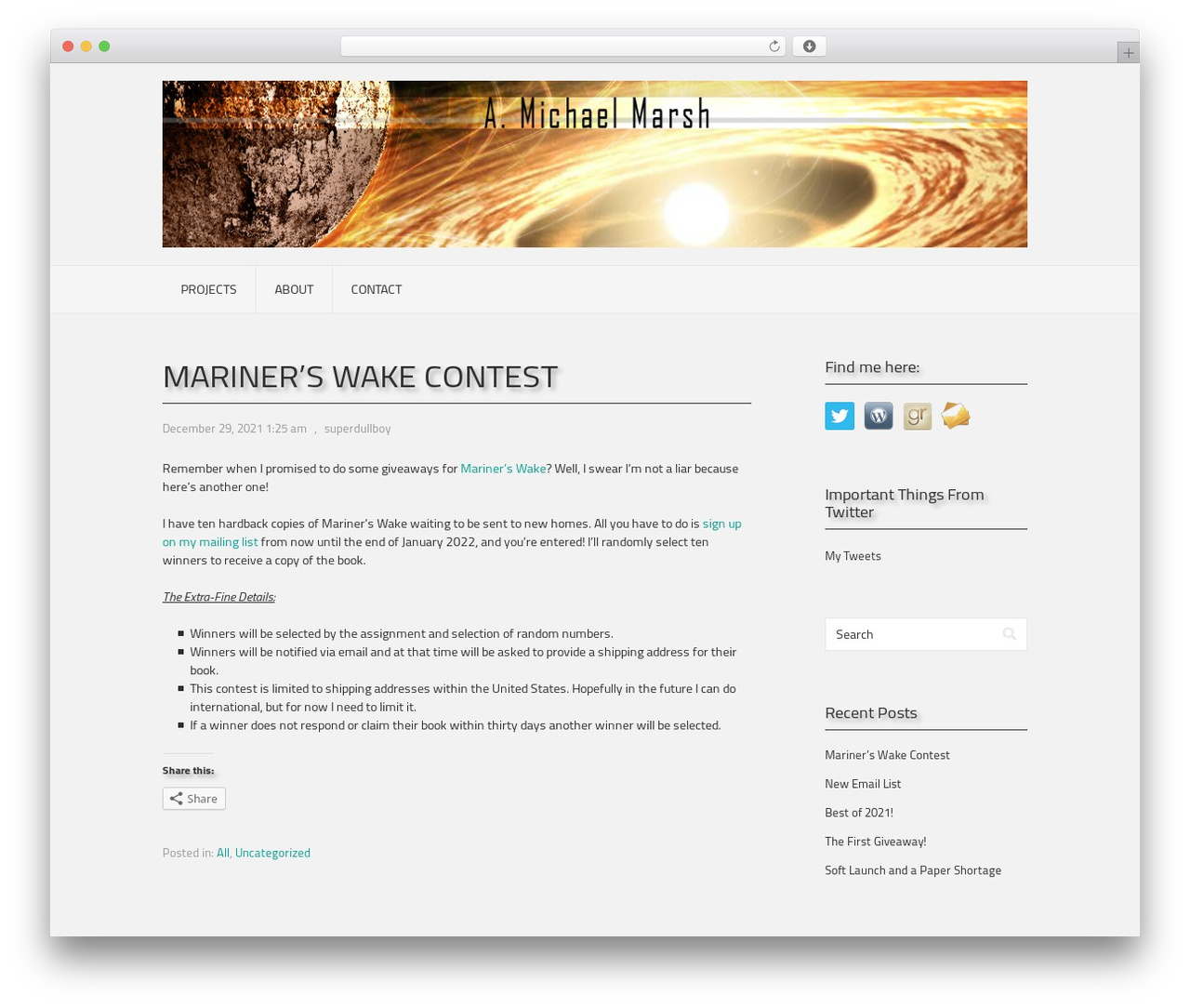 Vortex WordPress theme - amichaelmarsh.net