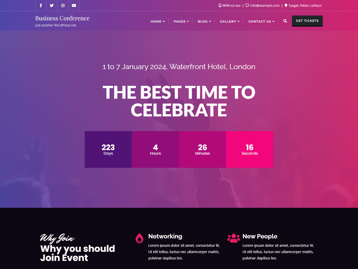Business Event Conference WordPress template for business