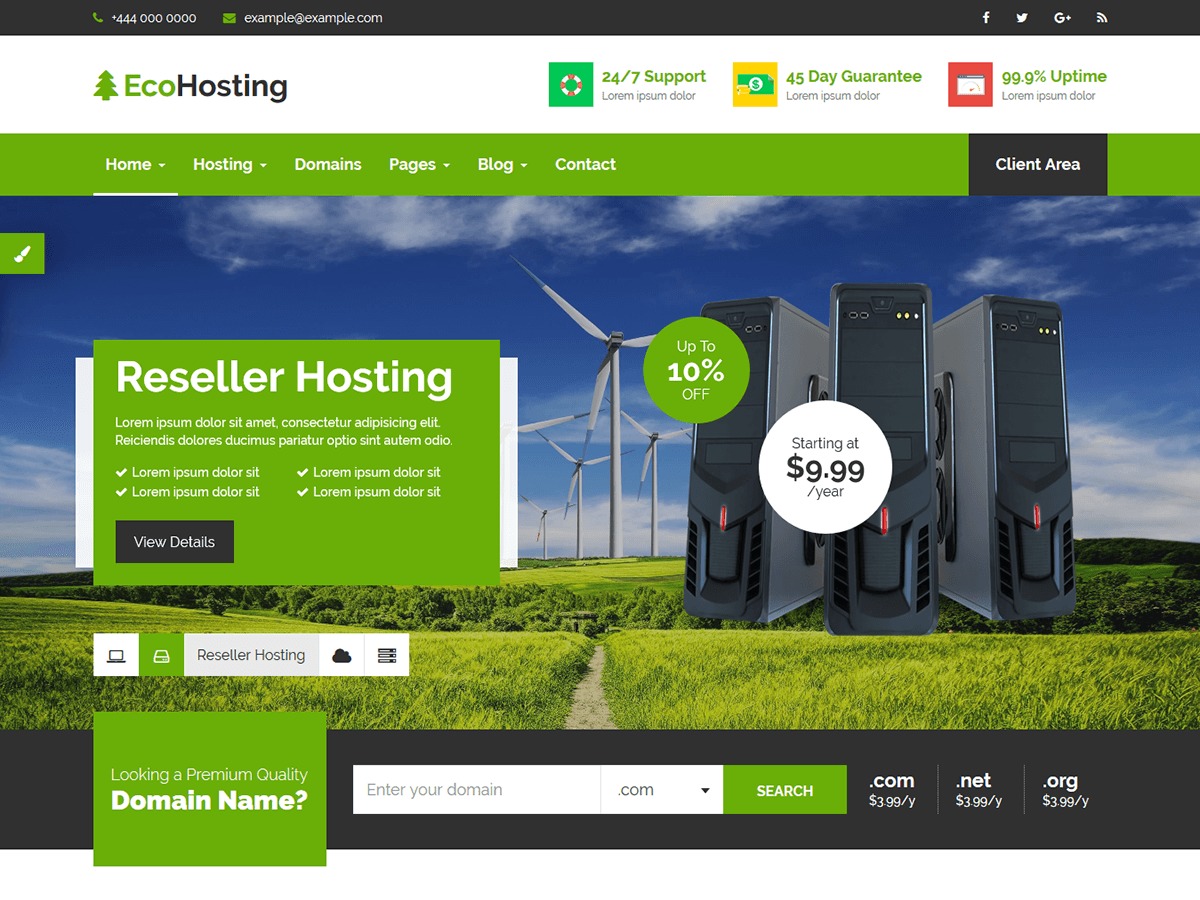 EcoHosting WordPress template for business