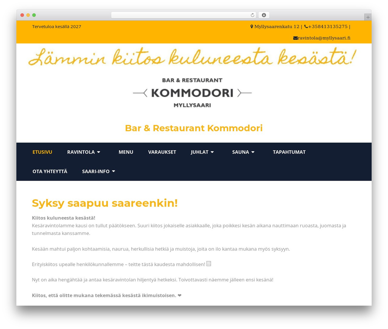Structural free WordPress theme - myllysaari.fi