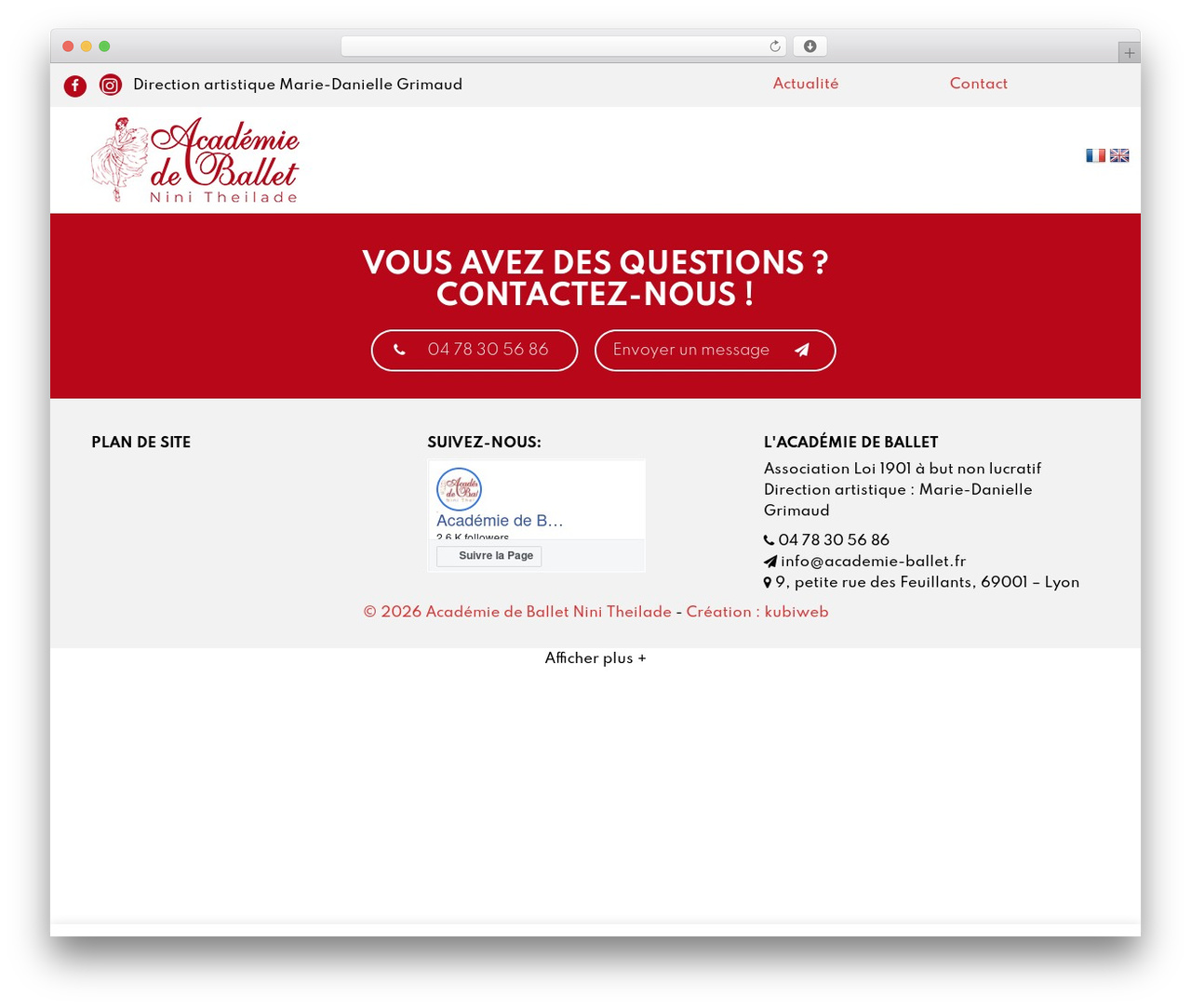 KUBIWEB WordPress theme design - academie-ballet.fr