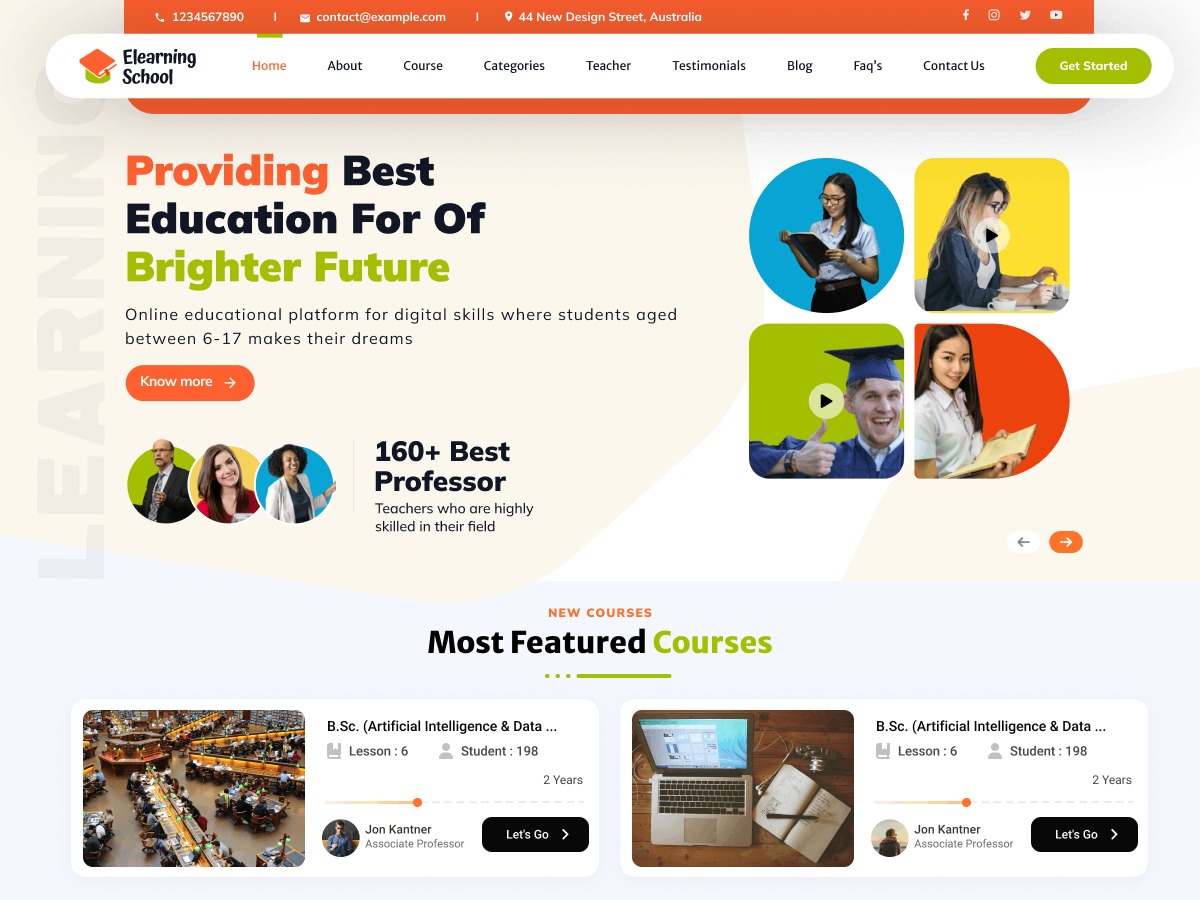 Theme WordPress Elearning School by mishkatwp
