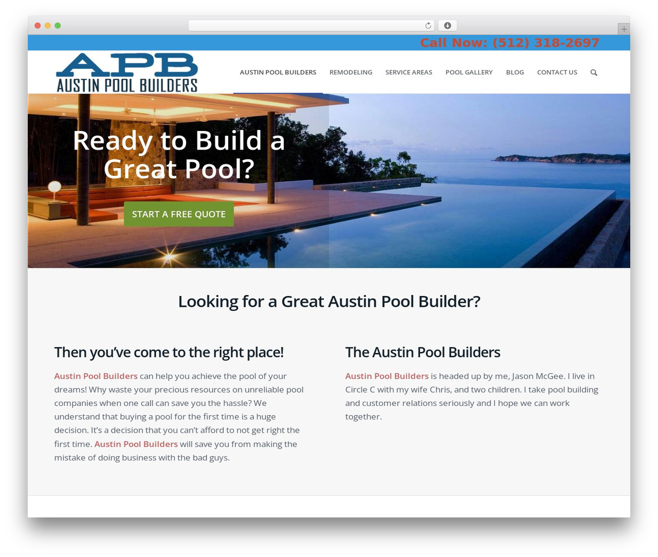 Plastic WordPress theme - austin-pool-builders.com
