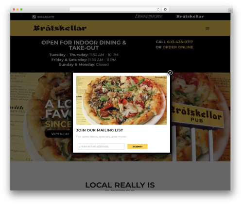 Divi WordPress theme design - bratskellarpizzapub.com