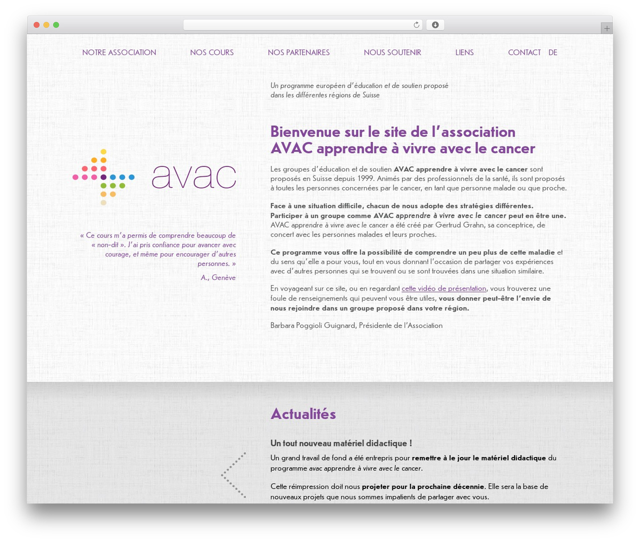 Theme avac WordPress theme design - avac.ch/fr