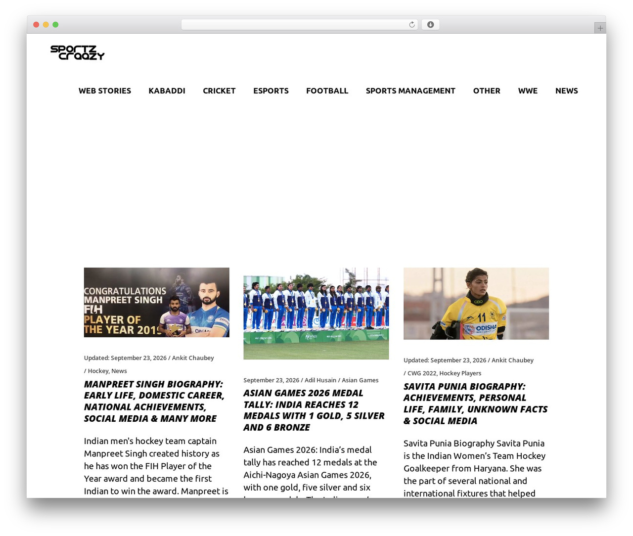 Klippe WordPress news theme - www.sportzcraazy.com