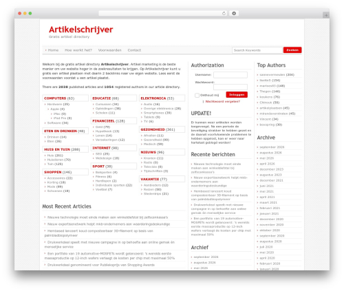 Article Directory WordPress theme - artikelschrijver.nl