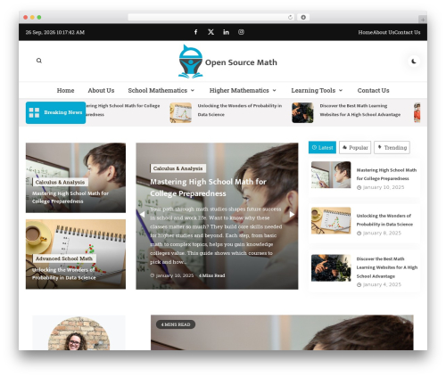 Azure Mag WordPress theme - opensourcemath.org