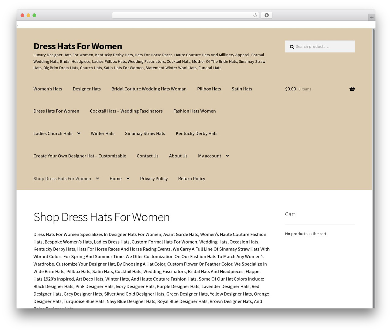 Storefront theme WordPress - dresshatsforwomen.com