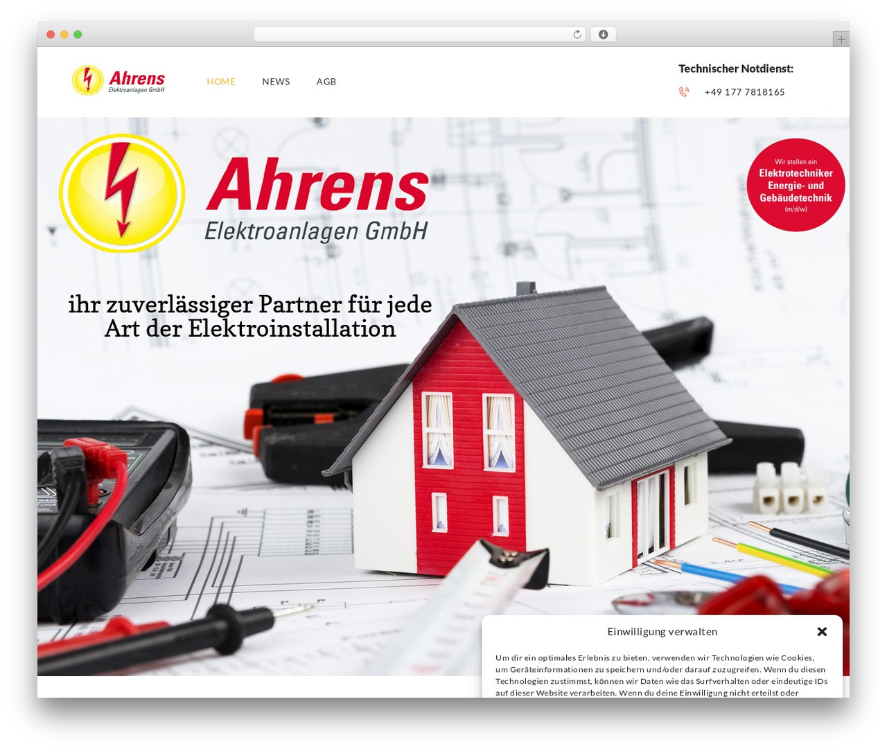 WordPress theme ElectroServ - elektroahrens.de