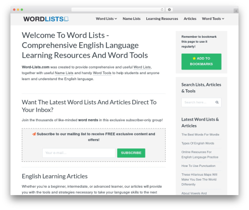 Paperback WordPress theme - word-lists.com