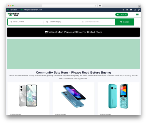 Classified listing pro WordPress plugin - brilliantmart.com
