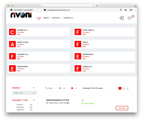 Jobboard package WordPress plugin - rivonirecruitment.co.za