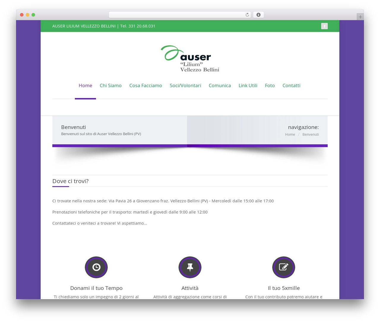 Auser WordPress theme - auservellezzo.org