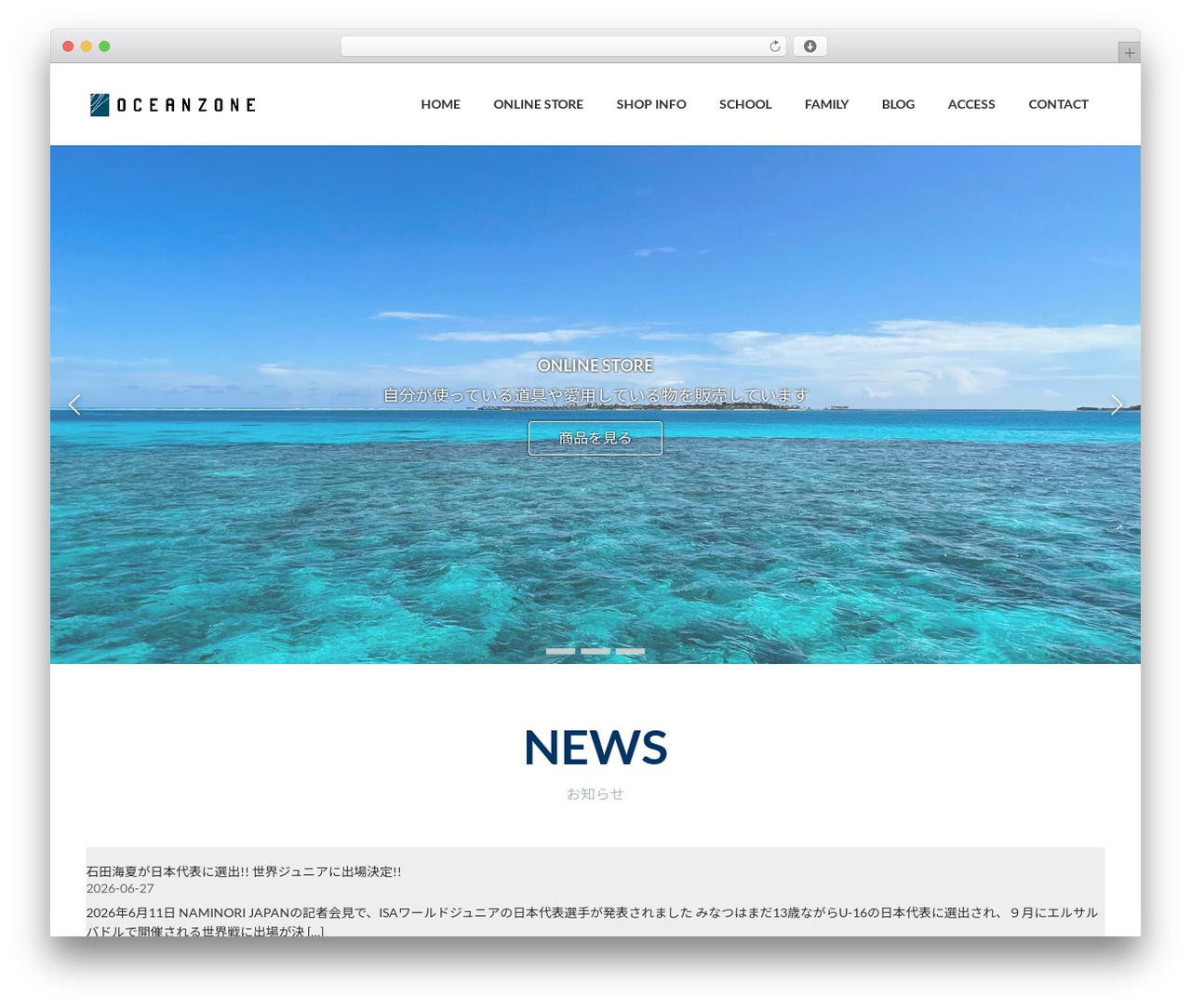 Lightning premium WordPress theme - oceanzonesurf.com