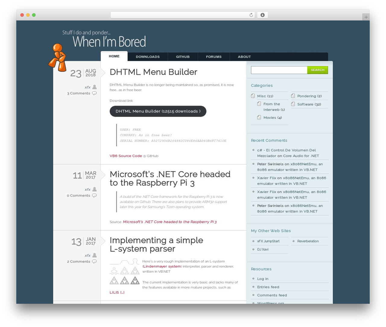 Typebased WP theme - whenimbored.xfx.net