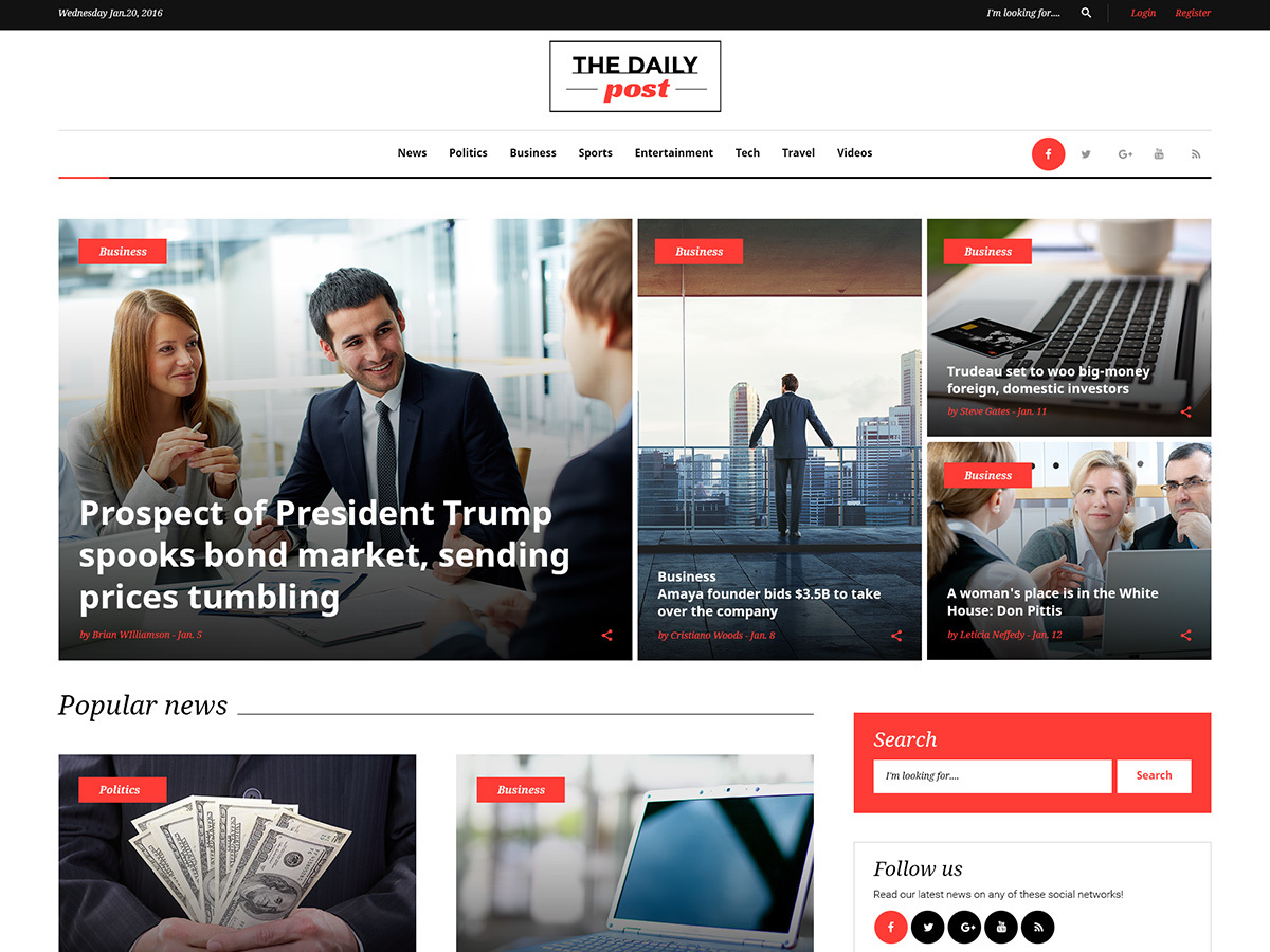 WordPress news template Monster by Daily The Post Template