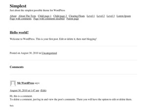 Simplest top WordPress theme by Trevor Turk