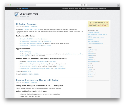 Stack Exchange WordPress theme - apple.blogoverflow.com