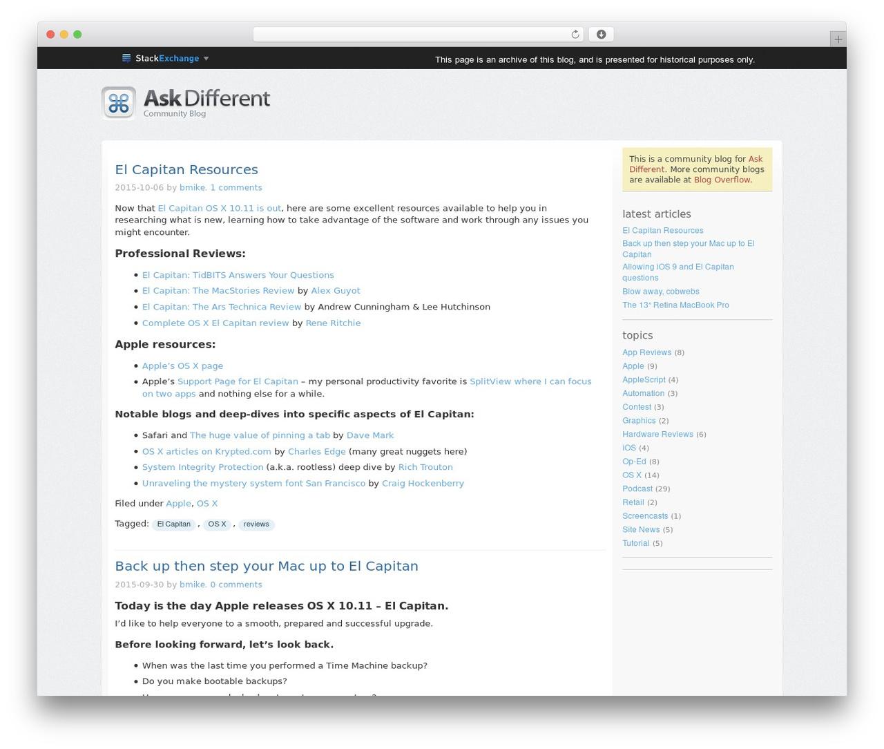 Stack Exchange WordPress theme - apple.blogoverflow.com