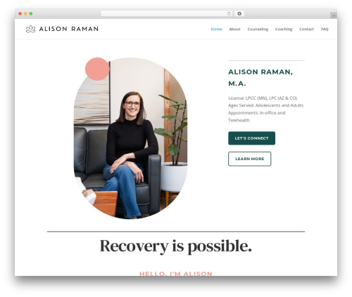 Divi theme WordPress - alisonraman.com
