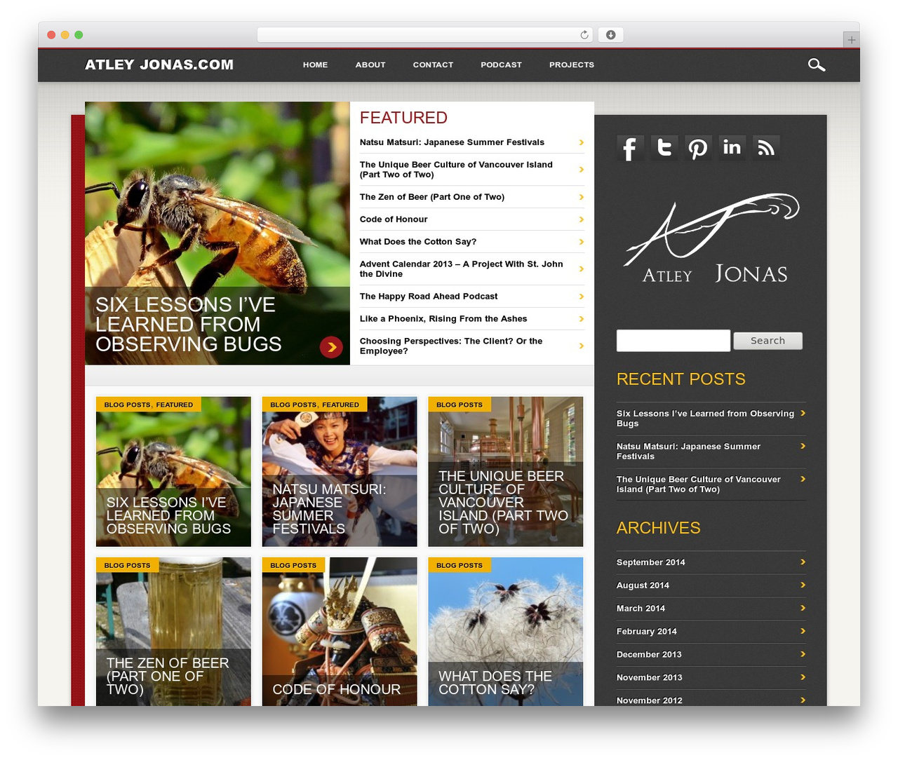 Noteworthy WordPress theme - atleyjonas.com